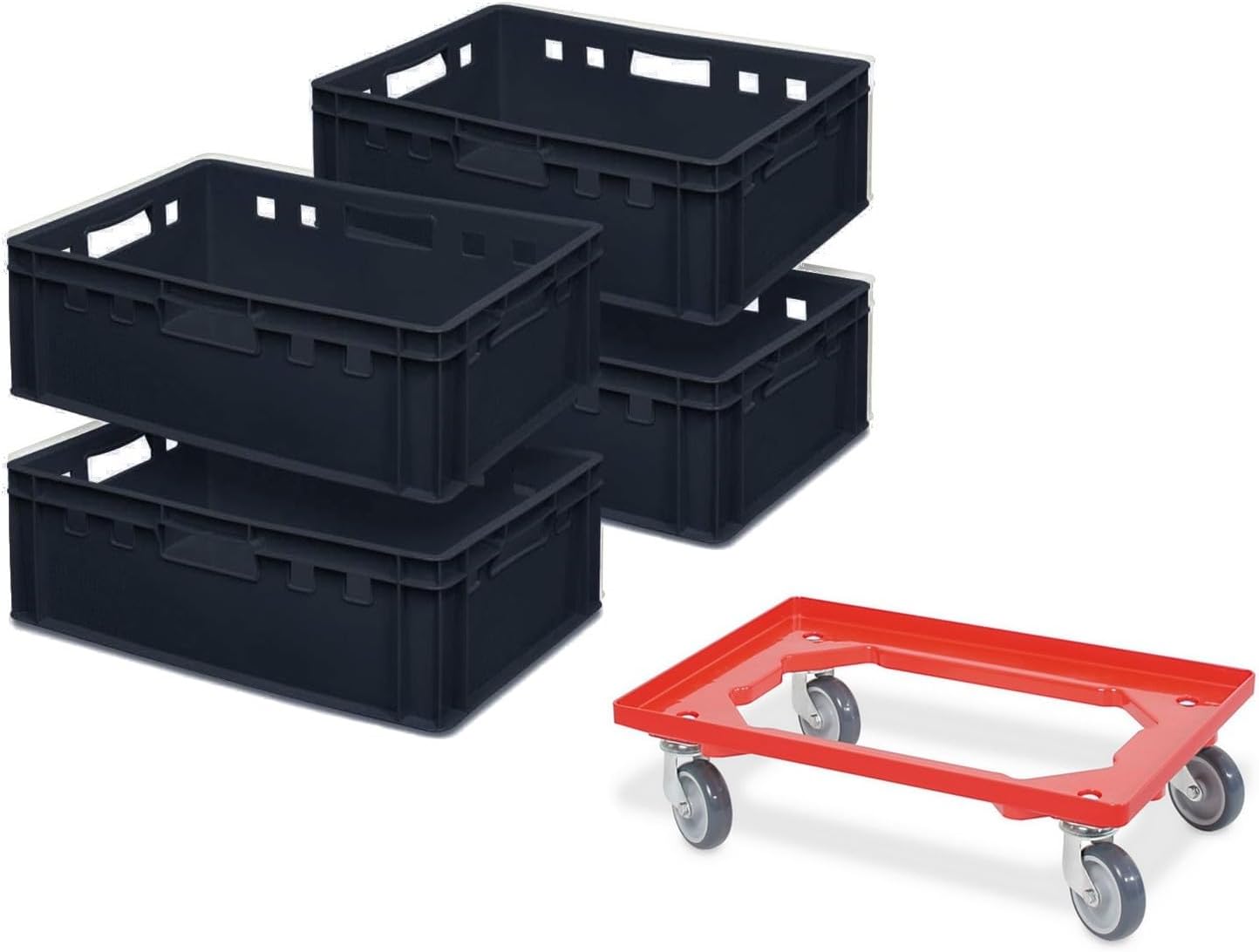 Brb 4x Fleischkasten E2, Lxbxh 600x400x200 Mm, Inkl. Transportroller (schwarz)