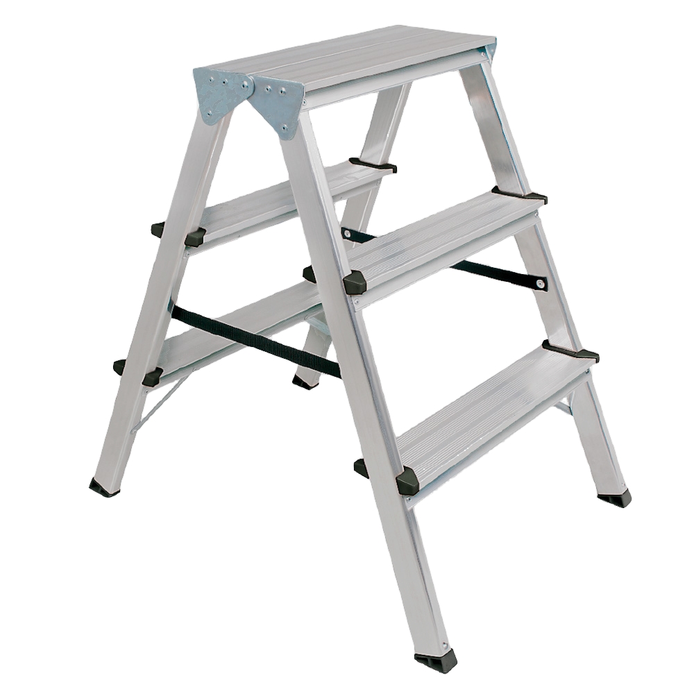 Brb Alu-doppelleiter, Tragkraft 150 Kg, Zusammenklappbar (silber, 3)