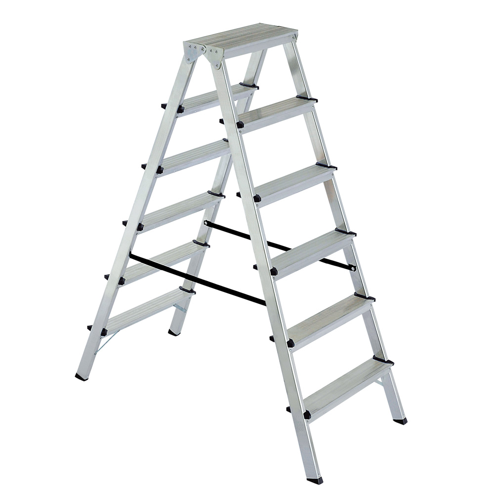 Brb Alu-doppelleiter, Tragkraft 150 Kg, Zusammenklappbar (silber, 6)
