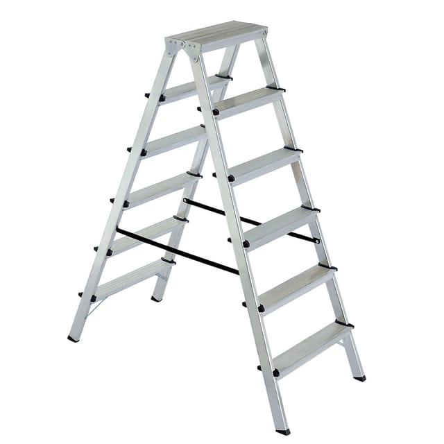 Brb Alu-doppelleiter, Tragkraft 150 Kg, Zusammenklappbar (silber, 6)