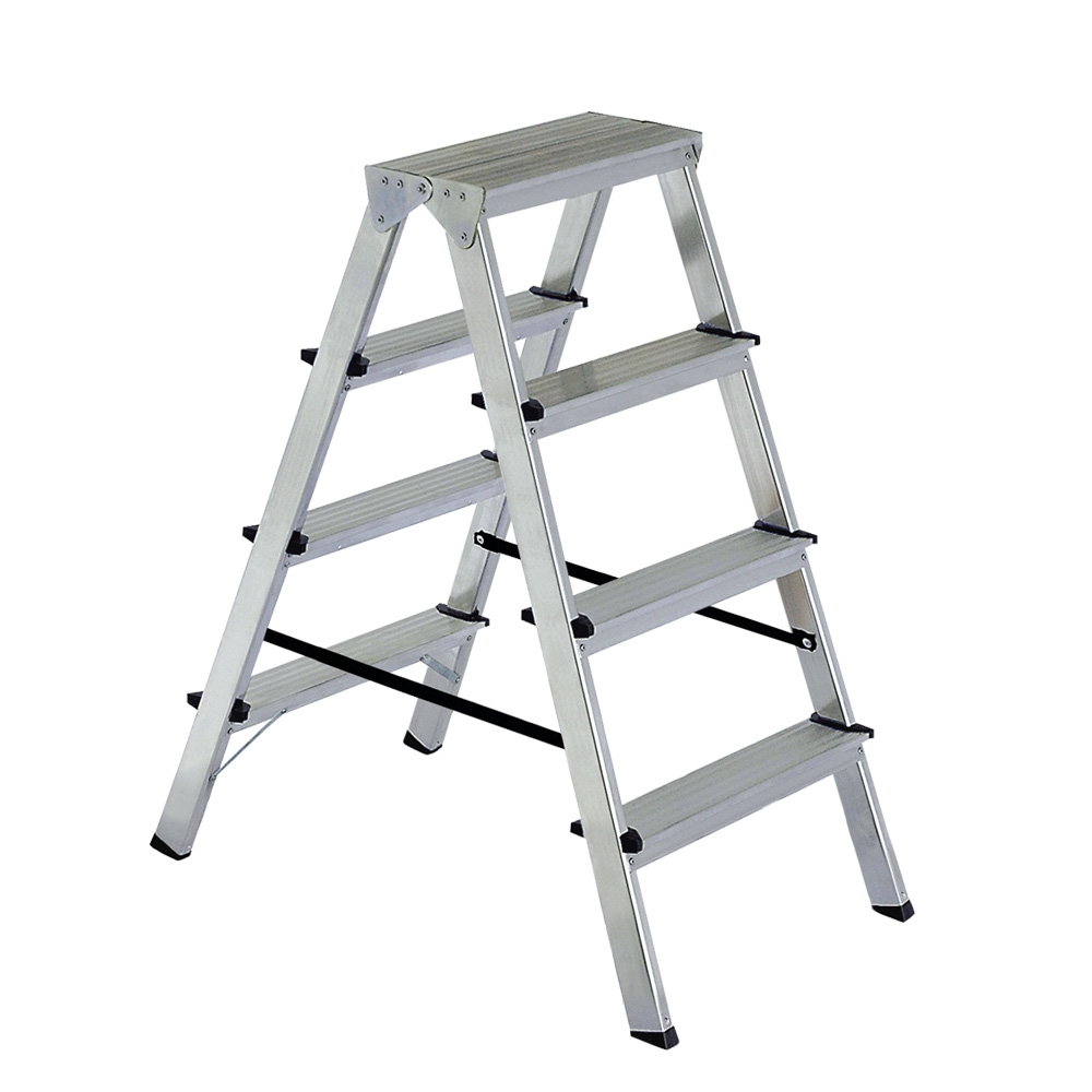 Brb Alu-doppelleiter, Tragkraft 150 Kg, Zusammenklappbar (silber, 4)