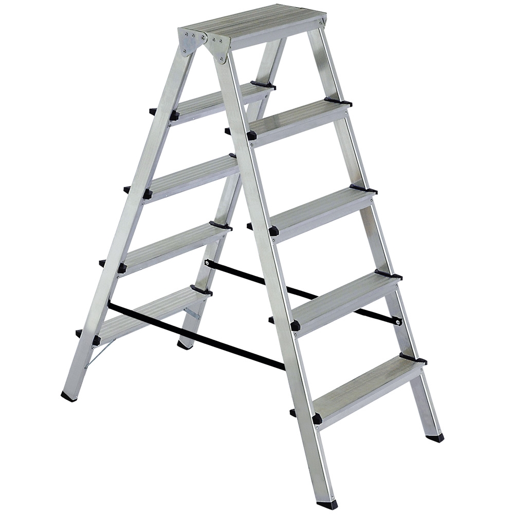 Brb Alu-doppelleiter, Tragkraft 150 Kg, Zusammenklappbar (silber, 5)