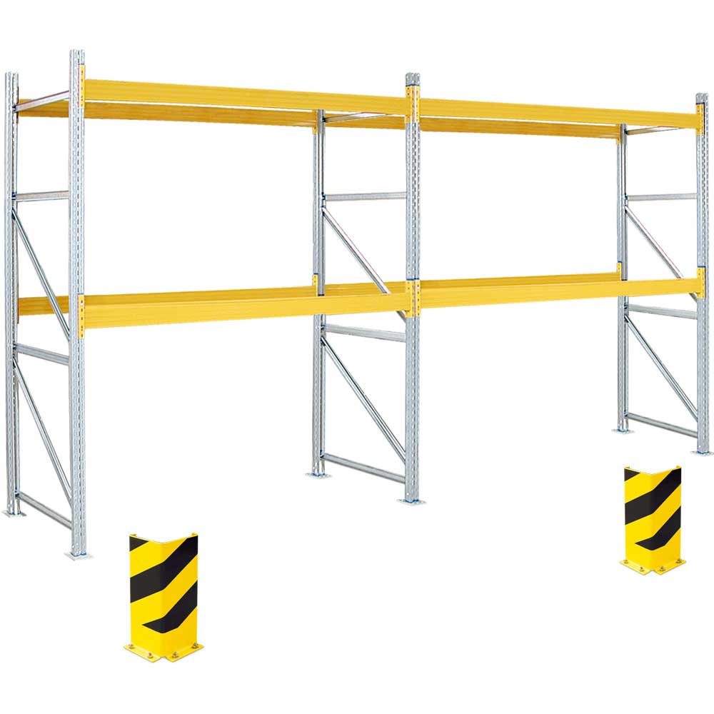 Brb Palettenregal Für 18 Europaletten, 2 Felder, Bxtxh 5710x1100x3 Mm, Tragkraft 2600 Kg/regalebene, Feldlast 5200 Kg - Inkl. Anfahrschutz