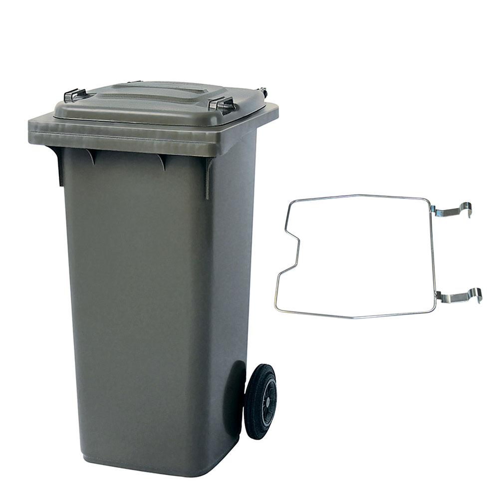 Brb Mülltonne Mgb 120 Liter, Mit Klemmring Für Müllsäcke (grau)