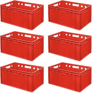 Brb 6x Fleischkasten E3, Lxbxh 600x400x300 Mm, Lebensmittelecht, Rot