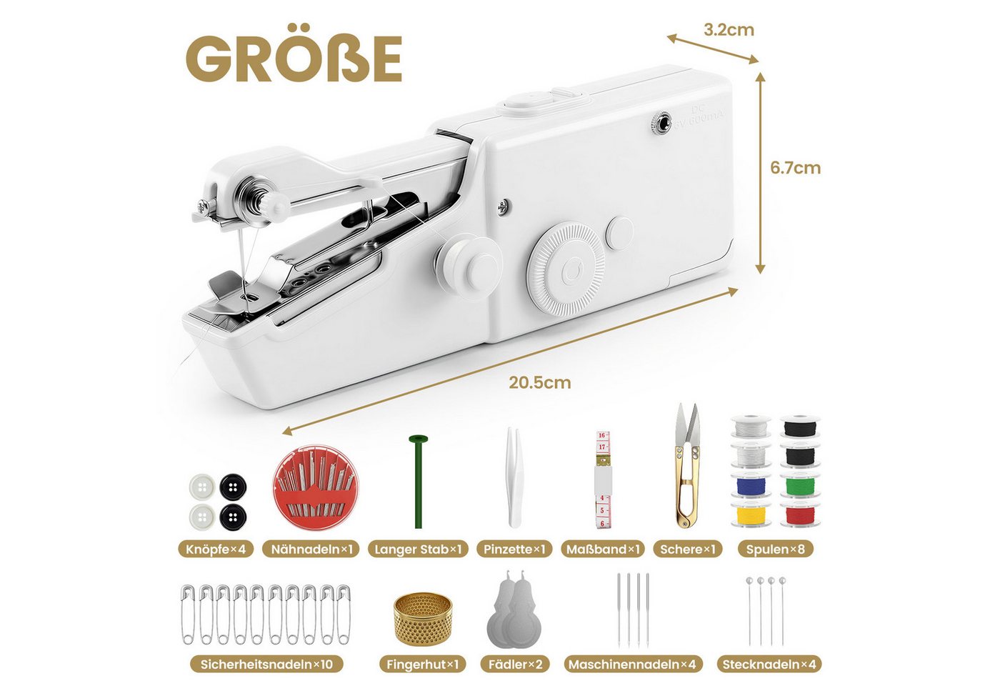 Handnähmaschine, Nähmaschine Elektrische Mini Handnähmaschine Für Anfänger Und Erwachsene, Schnelles Nähen Stitch , Tragbare Nähmaschine Mit Nähartikeln Für Zuhause, Reisen, Heimwerken Bild 2