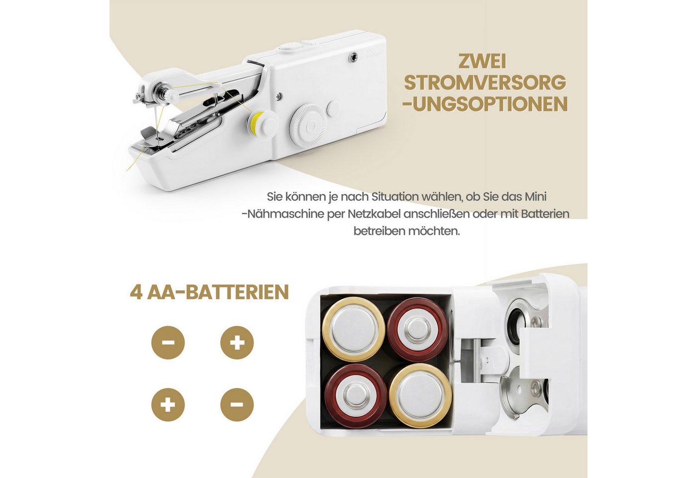 Handnähmaschine, Nähmaschine Elektrische Mini Handnähmaschine Für Anfänger Und Erwachsene, Schnelles Nähen Stitch , Tragbare Nähmaschine Mit Nähartikeln Für Zuhause, Reisen, Heimwerken Bild 5