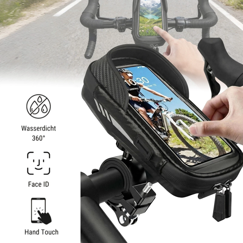 Handy Halterung Fahrrad Wasserdicht Motorrad Tasche Smartphone Halter Universal,360° Drehbar, Höhenverstellbar Für Bis Zu 7 Zoll, Motorrad Zu Fahrrad, Schwarz