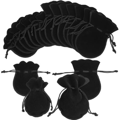 Bunthaus 20 Stück 7 X 9 Cm Und 9 X 12 Cm Beutel, Schwarze Samt-schmuckbeutel Mit Kordelzug, Samt-schmuckbeutel, Geschenkbeutel, Schmuckbeutel, Süßigkeitenbeutel (schwarz)