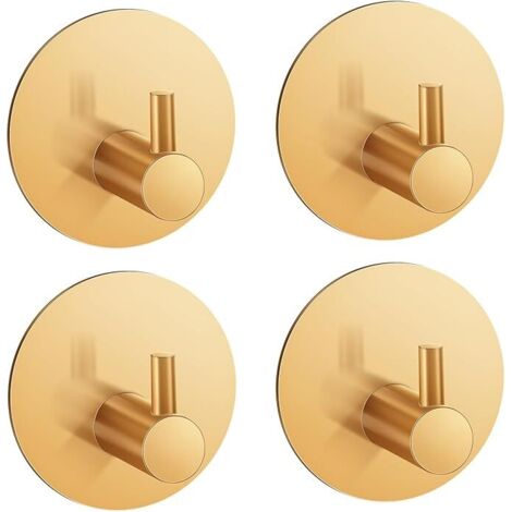Bunthaus Selbstklebender Wandhaken, 4 Stück Badezimmer-wandhaken Aus Edelstahl, Selbstklebende Handtuchhalter-wandhaken (golden)