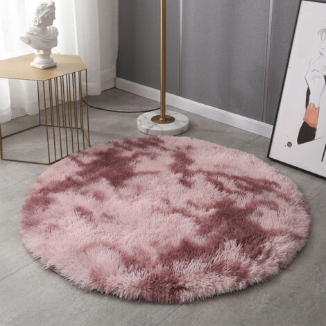 Bunthaus Runder, Flauschiger Teppich In Batik-lotusrosa Für Kinderzimmer, Mädchenzimmer, 100 Cm Großer, Runder, Pelziger Teppich Für Teenagerzimmer, Flauschiger Hochflorteppich, Süßer Kinderzimmertepp