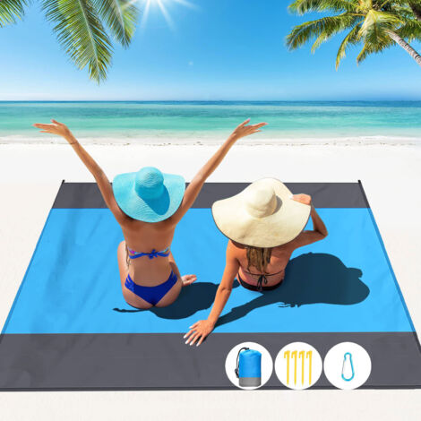 Bunthaus Strandmatte 210 X 200 Cm, Anti-sand, Große Stranddecke, Wasserdicht, Kompakt, Strandmatte Für Strand, Camping, Picknick, Reisen (blau)
