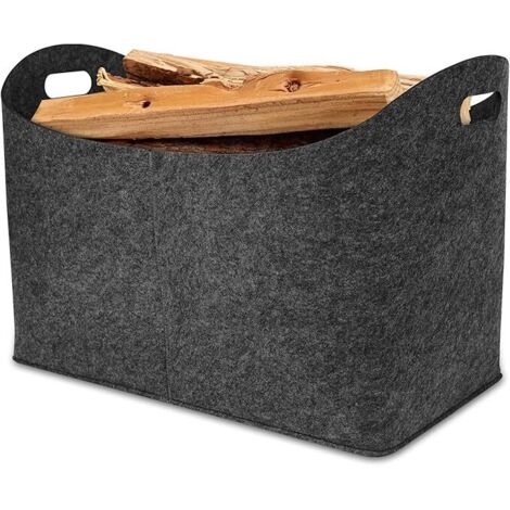 Bunthaus 55 X 30 X 40 Cm Großer Filzkorb Für Holzscheite Mit Verstärktem Griff, Aufbewahrungstasche Für Brennholz, Zeitungen Und Kleidung, Kaminzubehör (dunkelgrau)