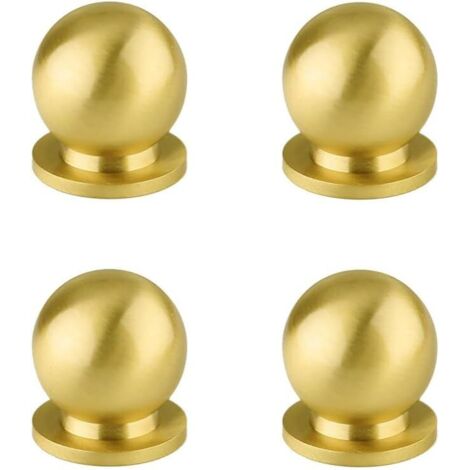 Bunthaus Set Mit 4 Runden Schrank- Und Schubladenknöpfen Aus Antikem Massivem Messing Mit Kleinem Griff, Modern Und Minimalistisch (gold)