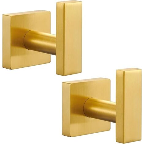 Bunthaus 2er-pack Edelstahl-türhaken Für Badezimmer, Garderoben- Und Bademantelhaken (goldenes Gebürstetes Messing)