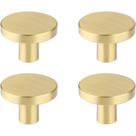 Bunthaus Set Mit 4 Goldenen Küchenschrankknöpfen, Massive Messingknöpfe Für Kommodenschubladen, Runde, Minimalistische Badezimmerschrankgriffe, Moderne Möbelbeschläge (2,5 X 2 Cm)