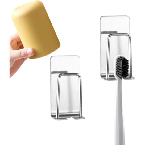 Bunthaus 2er-pack Zahnbürstenhalter 2 In 1, Wandmontage Ohne Bohren, Langlebiger, Selbstklebender Zahnbürstenhalter Für Die Becherplatzierung (silber)