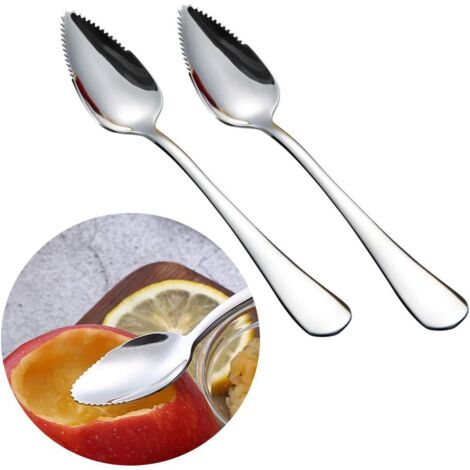 Bunthaus Grapefruitlöffel Aus Edelstahl, 2 Stück, Dessertlöffel, Edelstahllöffel, Geeignet Für Apfel, Kiwi, Papaya, Orange Und Eis (silber)