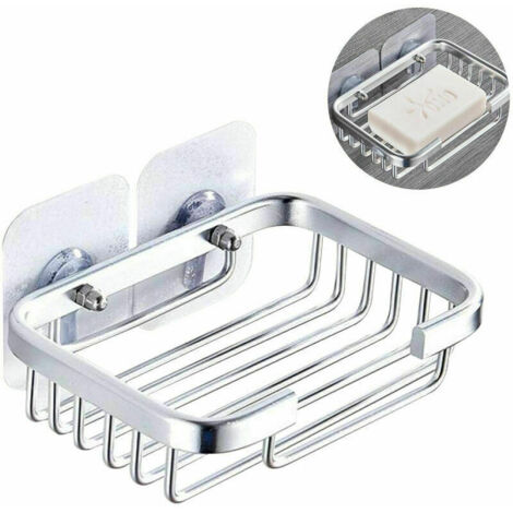 Bunthaus Seifenschale, Seifenschale Für Die Dusche, Wandmontierte Seifenschale Aus Edelstahl Für Badezimmer Und Küche, Stark Klebend, Ohne Bohren, Silber
