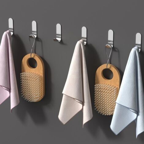 Bunthaus 14 Stück Selbstklebende Wandhaken Aus Edelstahl, Selbstklebender Handtuchhalter, Abnehmbarer Haken, Wandhalter Ohne Bohren Für Badezimmer, Schlafzimmer, Küche, Schulen (silber)