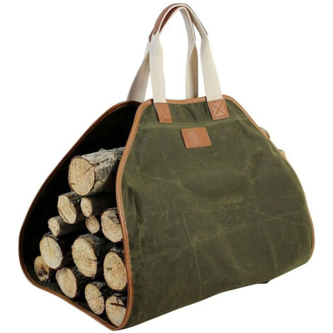Bunthaus Tragetasche Für Holzscheite Aus Segeltuch, Holztasche, Zubehör Für Kaminöfen, Brennholzhalter Mit Griffen Für Camping, Armeegrün