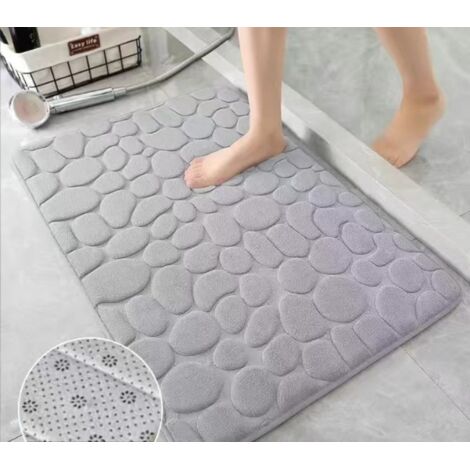 Bunthaus Badematte Aus Memory-schaum, Kopfsteinpflaster-badezimmerteppiche, Super Wasserabsorbierend, Für Badezimmer, Maschinenwaschbar (40 X 60 Cm, Hellgrau)
