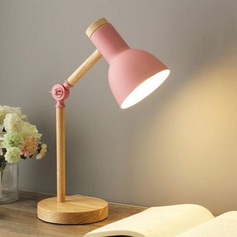 Bunthaus Nordische Tischlampe, Nachttisch- Und Leselampe – Augenschutz Für Kinder, Verstellbare Schreibtischlampe, E27 Led-nachtlicht (rosa)