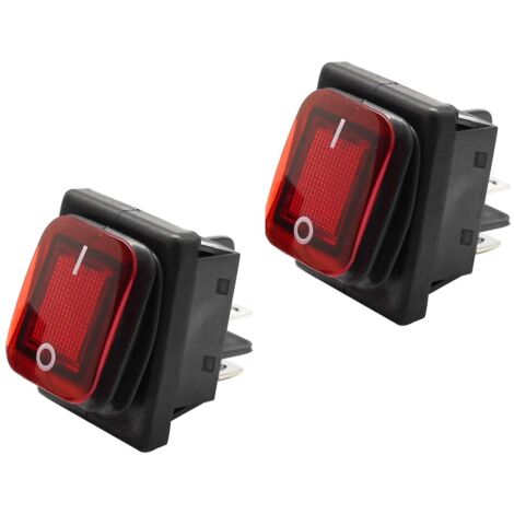 Bunthaus Wippschalter [2 Stück] Ein/aus-wippschalter, 4 Anschlüsse, Rotes Licht, 16 A, 250 Vac, Spst, Wasserdichte Abdeckung Für Auto, Lkw, Boot, Auto, Wohnwagen