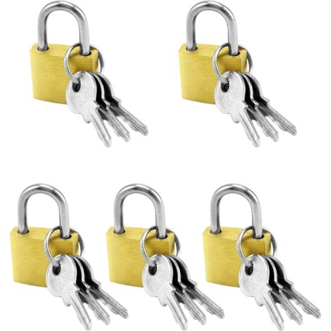 Bunthaus 5-teiliges Mini-vorhängeschloss, Kleines Messing-vorhängeschloss, Für Koffer, Schließfächer, Gepäck, Reisetaschen, Rucksäcke, 20 Mm