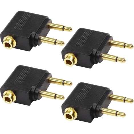 Bunthaus Flugzeug-flugkopfhörer-adapter, Dual 3,5 Mm Stecker Auf 3,5 Mm Buchse, Flugzeug-kopfhörer, Vergoldeter Kopfhörer-adapter – 4 Stück