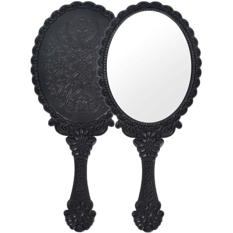 Bunthaus 2er-set Handspiegel, Schminkspiegel, Friseurspiegel, Professioneller Tragbarer Spiegel, Spiegel Mit Rundem Griff, Vielseitiger Spiegel Für Reisen, Badezimmer, Büro, Make-up, Schönheit (schwar