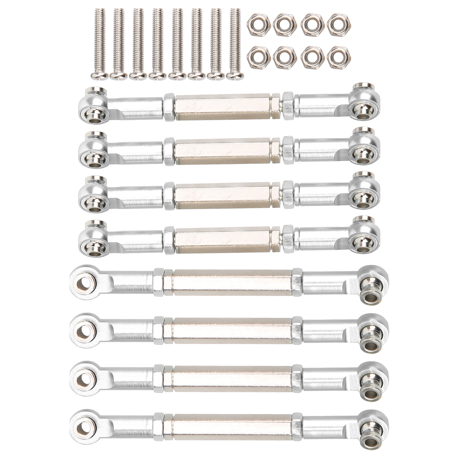 Satz Mit 8 Spurstangen Aus Metall (silberne Ersatzteile) Für Wpl/mn/feiyu Rc-modelle Im Maßstab 1:16