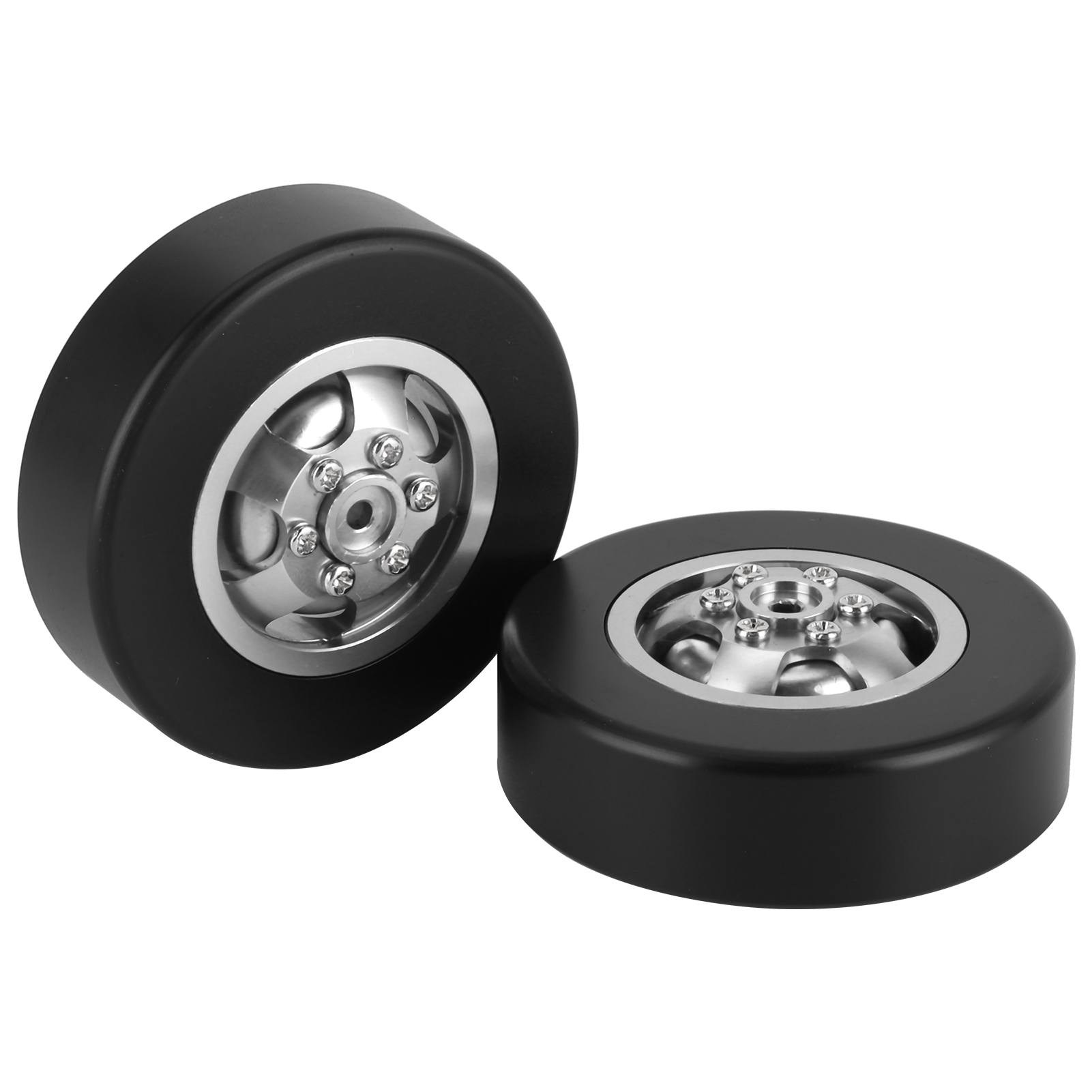 Set Mit 2 Driftreifen Aus Aluminiumlegierung, Rc-car-zubehör Kompatibel Mit Wpl D12 Rc-truck, 54 Mm, Silber.