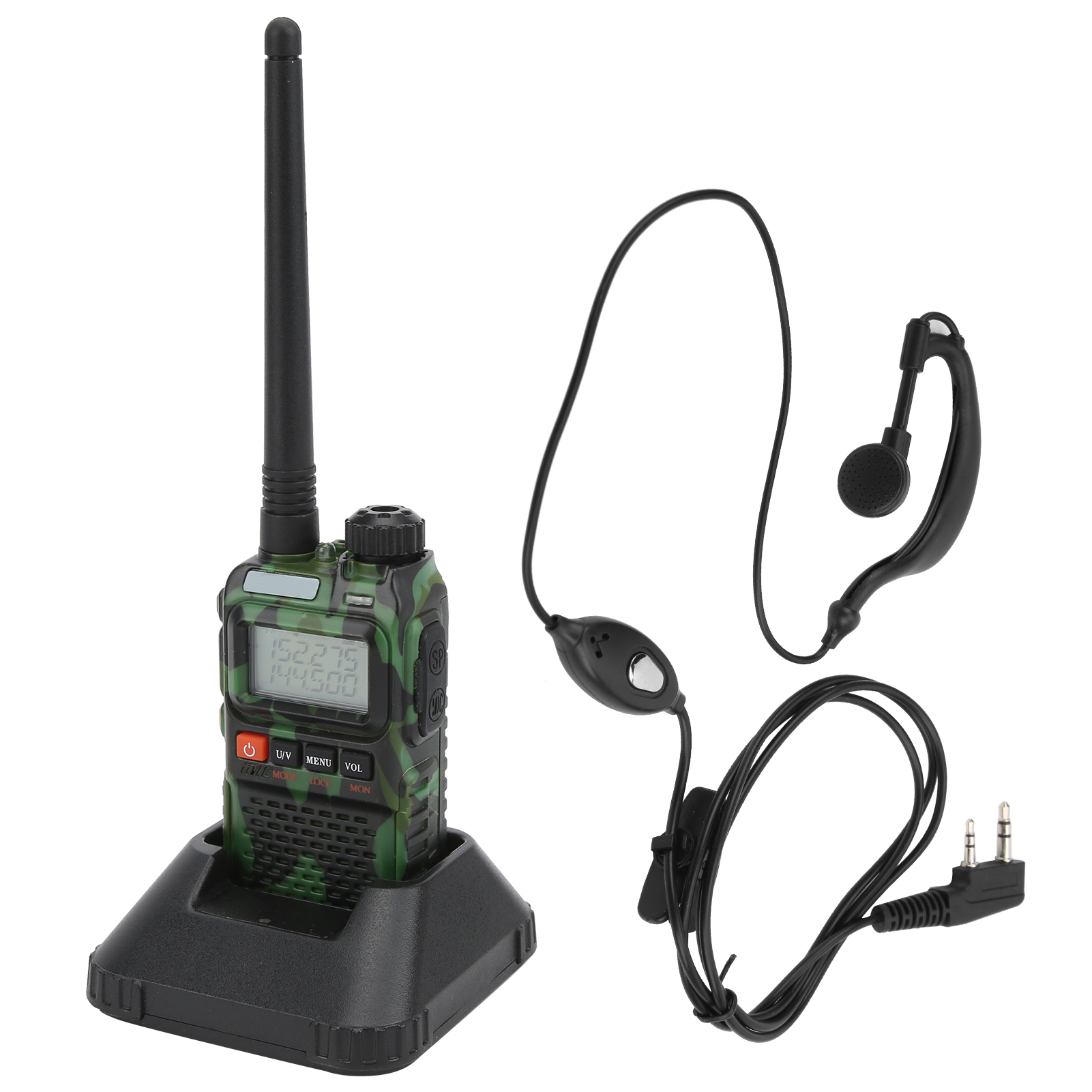 Tragbares Walkie-talkie Mit Lcd-bildschirm Und Kopfhörern, 100-240 V, Grün, Eu-stecker.