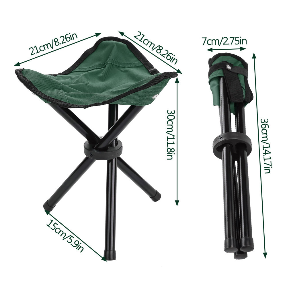 Tragbarer, Faltbarer Dreibeinstuhl Für Camping, Wandern, Angeln, Picknicks, Grillabende Und Reisen (grün S)