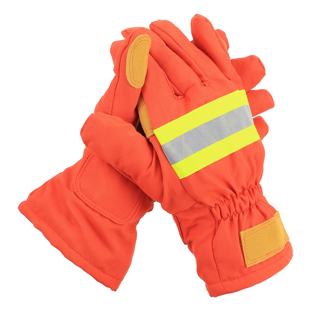 Set Aus 2 Feuerfesten, Hitzebeständigen, Wasserdichten, Atmungsaktiven Und Antistatischen Feuerwehrhandschuhen Zum Schutz Der Hände.