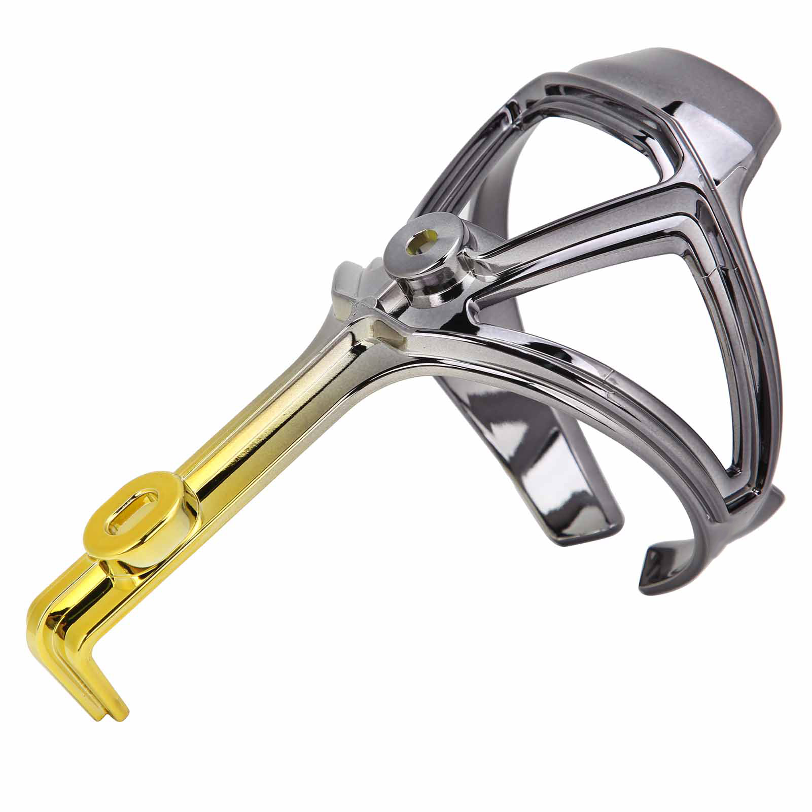 Zweifarbiger Flaschenhalter Für Fahrräder, Sichere Befestigung, Fahrradzubehör, Schwarz Und Gold.