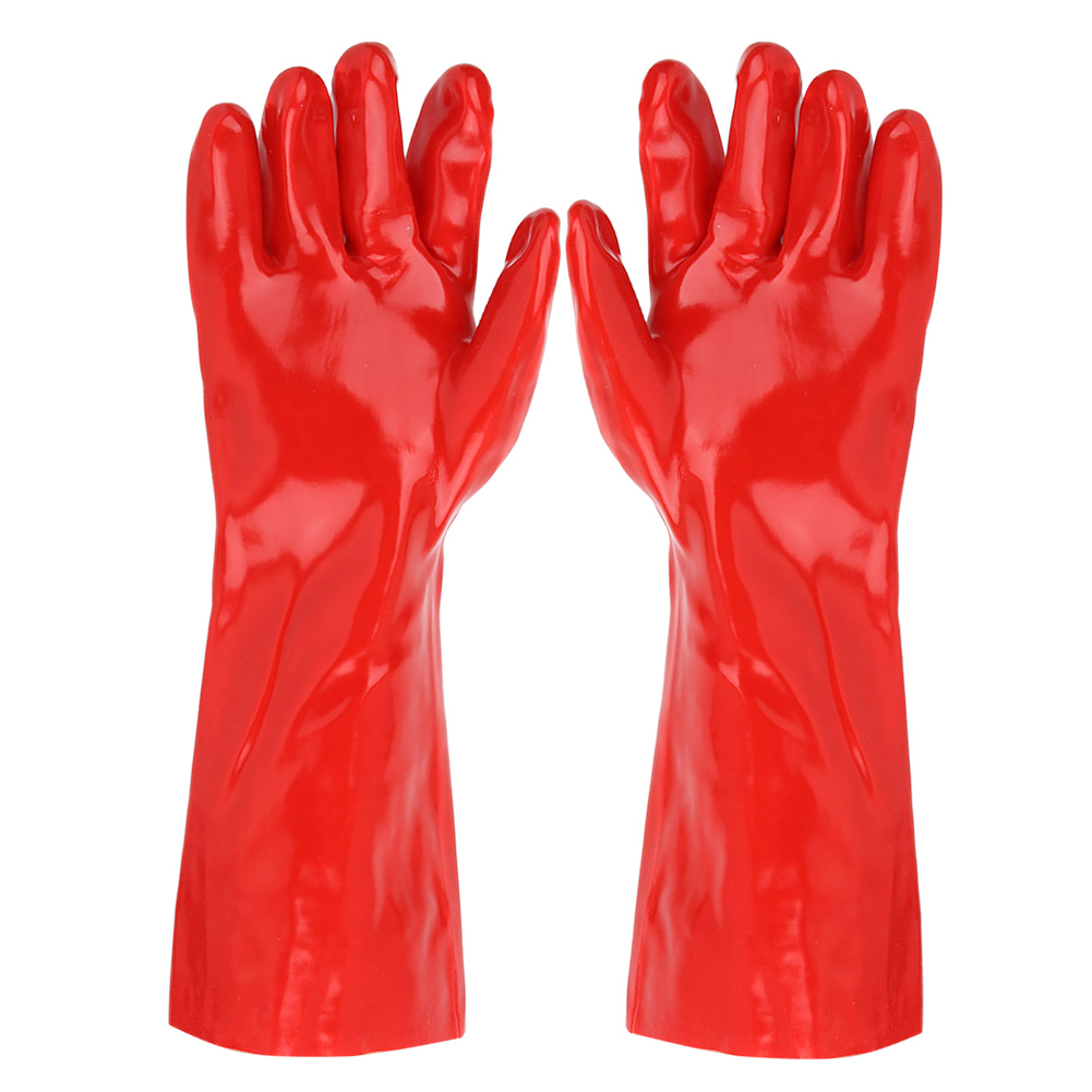 Lange Pvc-handschuhe, Chemikalienbeständig, Beständig Gegen Säuren, Laugen Und Öle, Zum Handschutz In Industrielaboren.