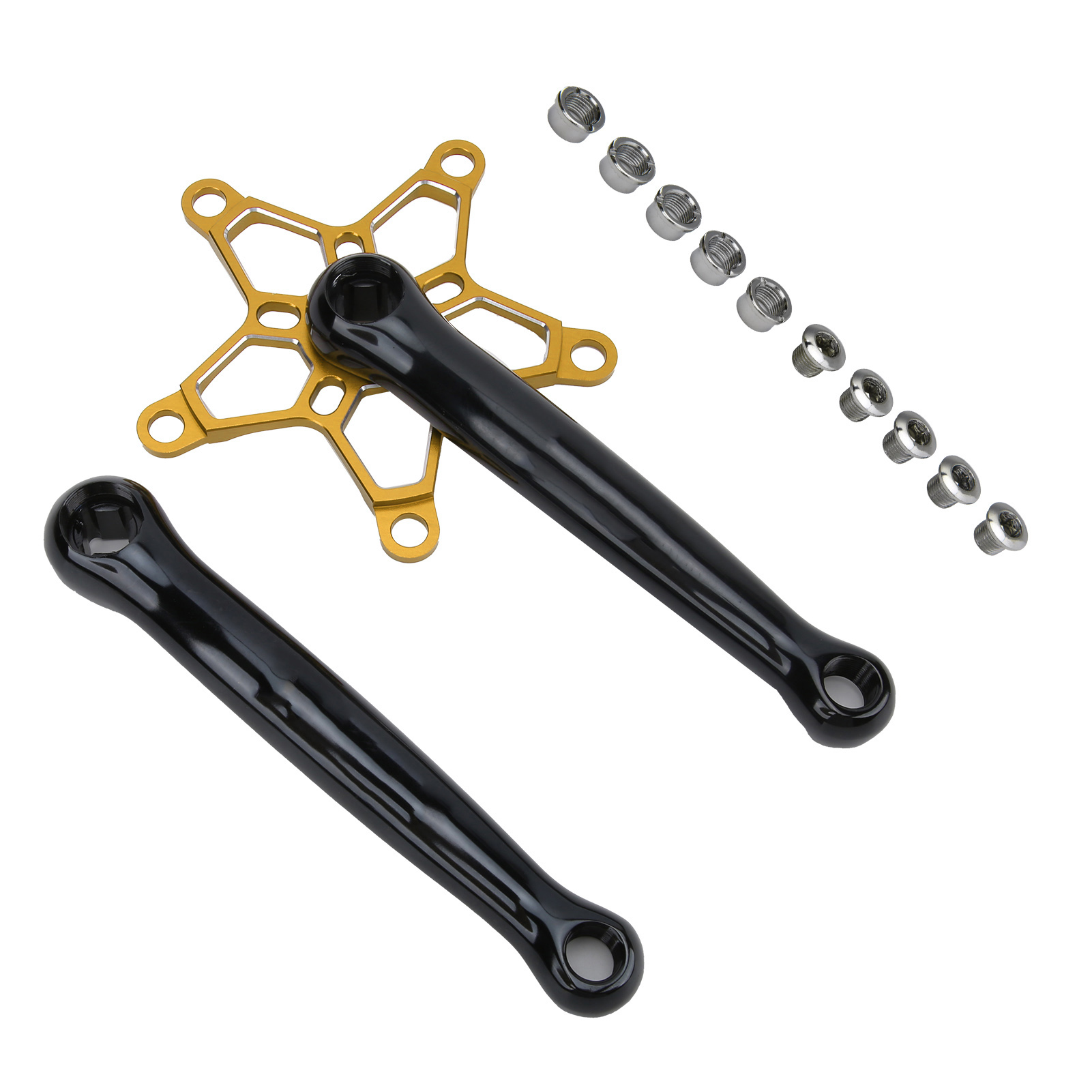 Meijun 170 Mm 130 Bcd Mountainbike-kurbelgarnitur, Linker Und Rechter Kurbelarm, Goldfarben