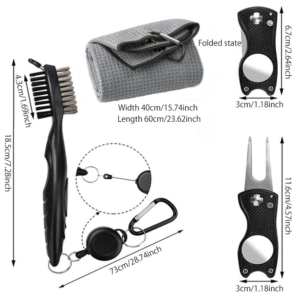 3-teiliges Schlägerreinigungsset Inklusive Handtuch, Bürste, Pitchgabel Und Ballmarker. Zubehör Inklusive.