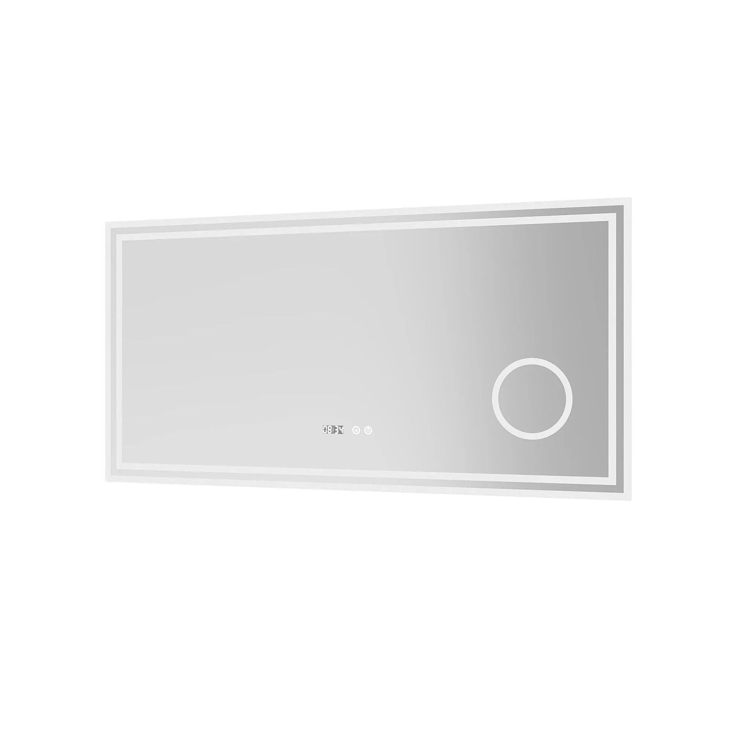 Aquabatos LED Spiegel 120 x 60 cm Badspiegel mit Beleuchtung Wandspiegel Dimmbar Badezimmerspiegel mit Digitaluhr Antibeschlag Lichtspiegel Rechteckig