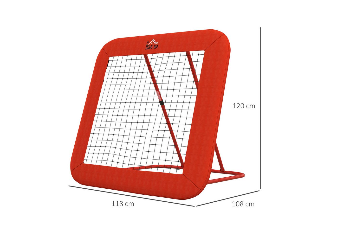 HOMCOM Fußball Rebounder Metall PE Polyester Rot 128L x 118B x 120H cm Bild 5