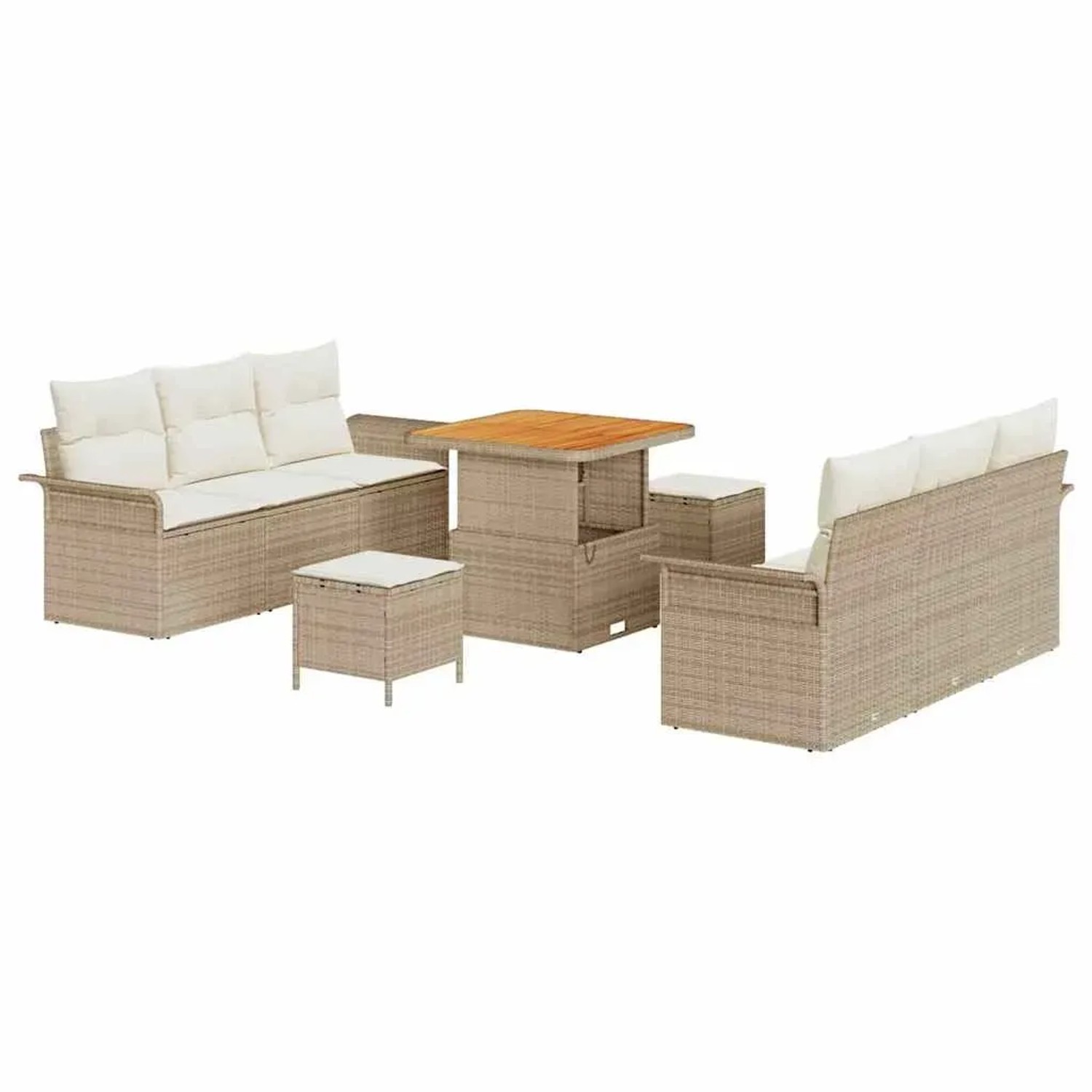 vidaXL Garten-Sofa-Set 9-Tlg Beige Poly Rattan 3362086