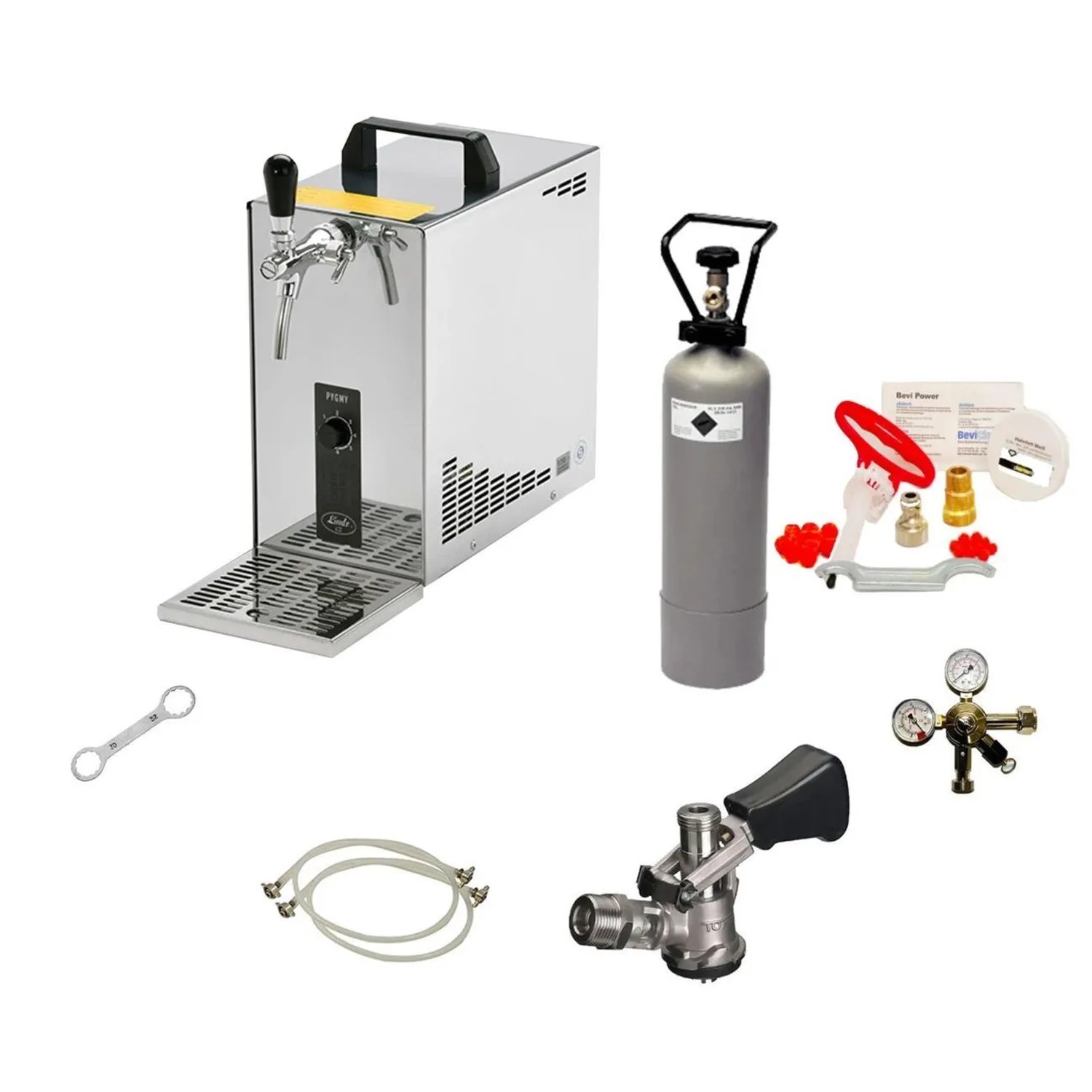 Ich-Zapfe Bierzapfanlage Pygmy 25 Trockenkühler 35 Liter/h Bierkoffer Silber