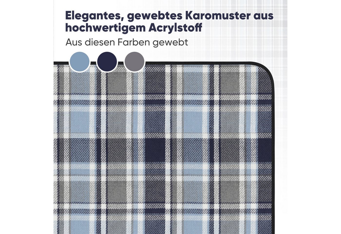 Sekey Picknickdecke Wasserdicht Karierte Stranddecke Sandfrei 200x200cm Blau Kariert