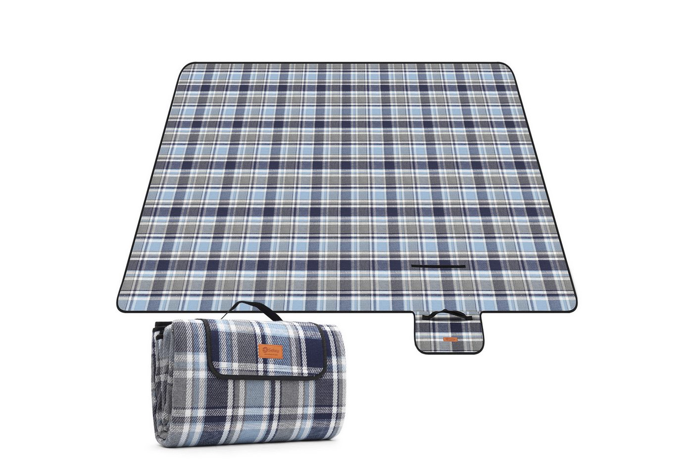 Sekey Picknickdecke Wasserdicht Karierte Stranddecke Sandfrei 200x200cm Blau Kariert Bild 5