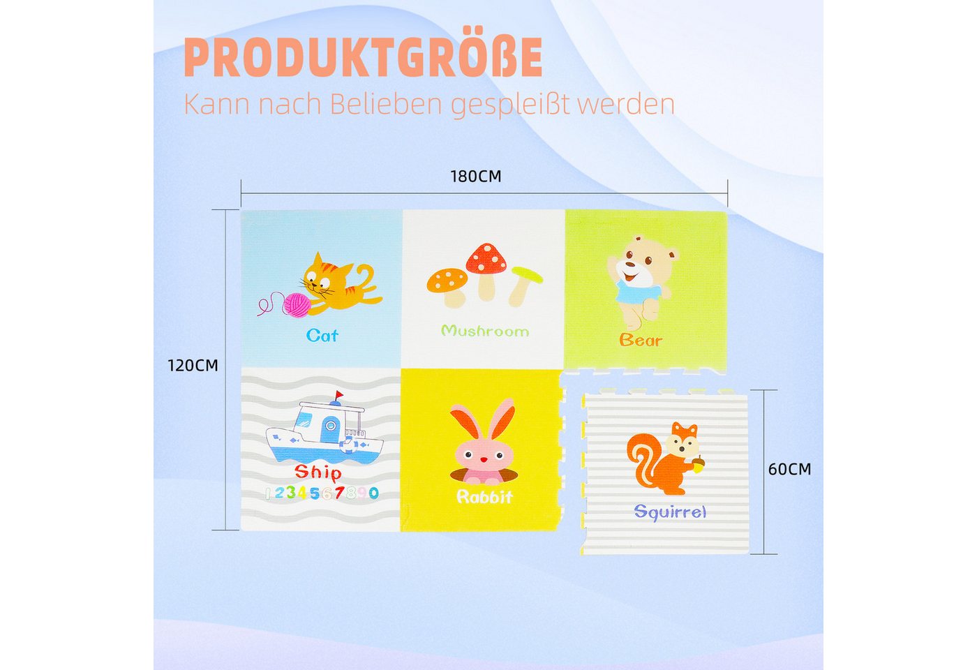 CCLIFE Krabbelmatte Baby Spielmatte Kinder 2cm XPE Rutschfest Wasserdicht 6er Bild 2
