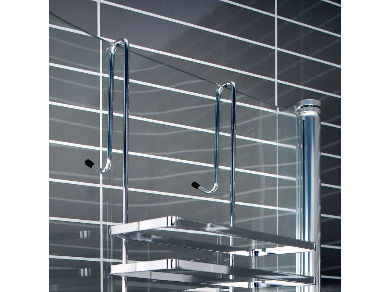Euroshowers Duschregal 3 Etagen Ohne Bohren mit Haken in Chrom Bild 3