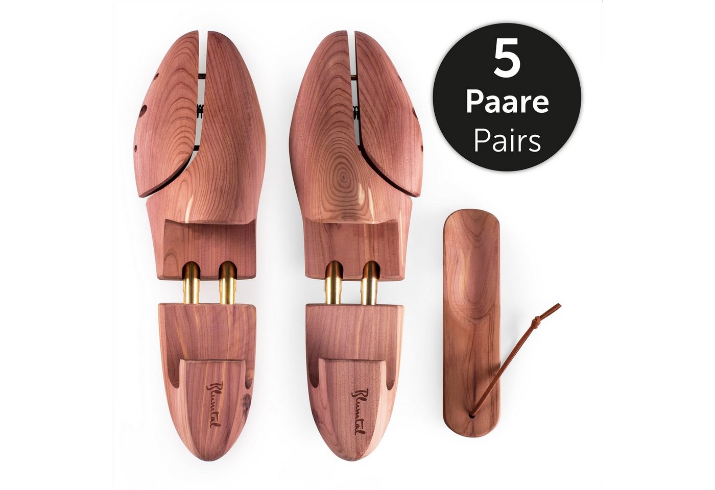 Blumtal Schuhspanner Premium Zedernholz Herren und Damen Größe 38 bis 39 5 Paar mit Schuhlöffel Bild 2