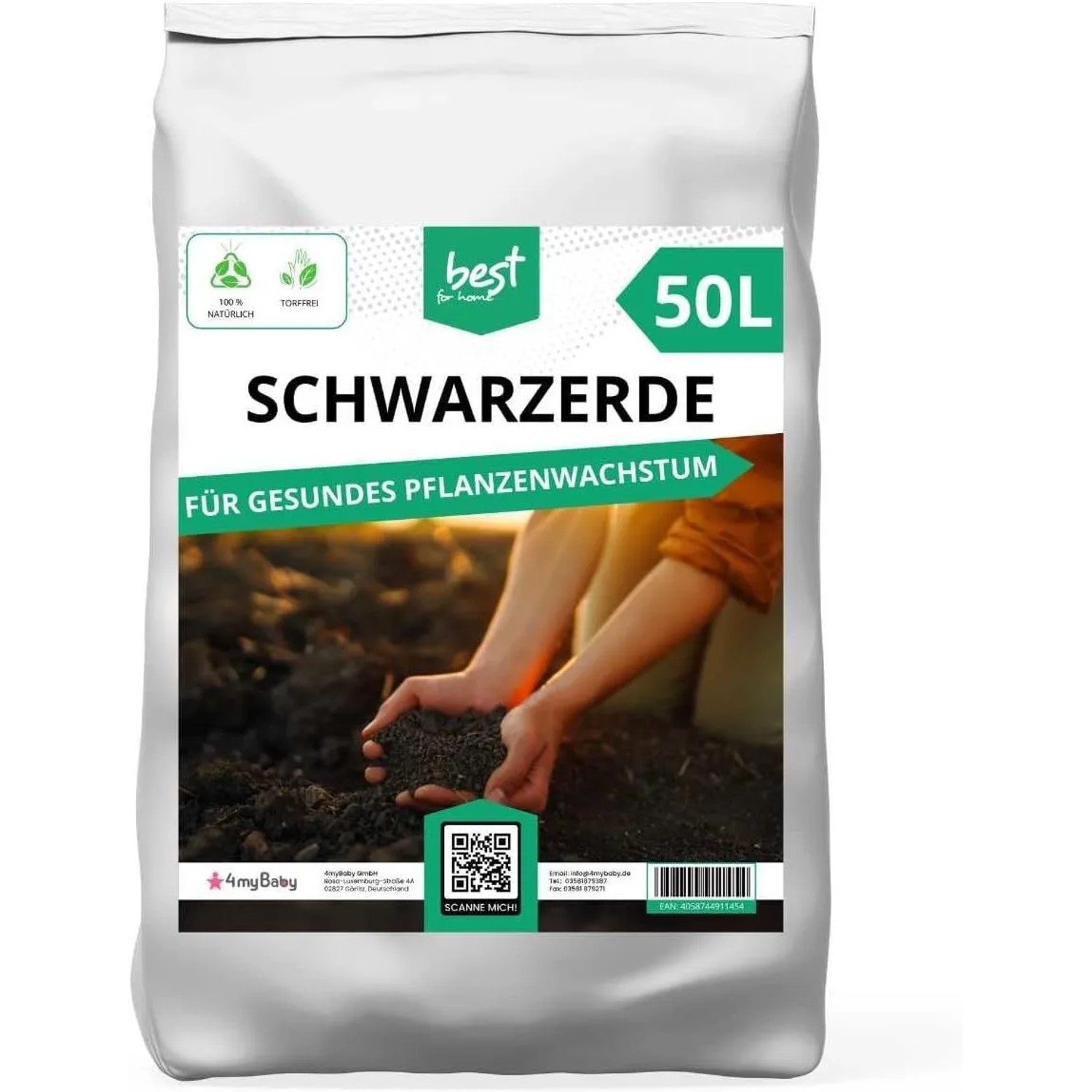 Best for Home Premium Schwarzerde 50 L Torffreie Pflanzerde für Gemüse und Obst